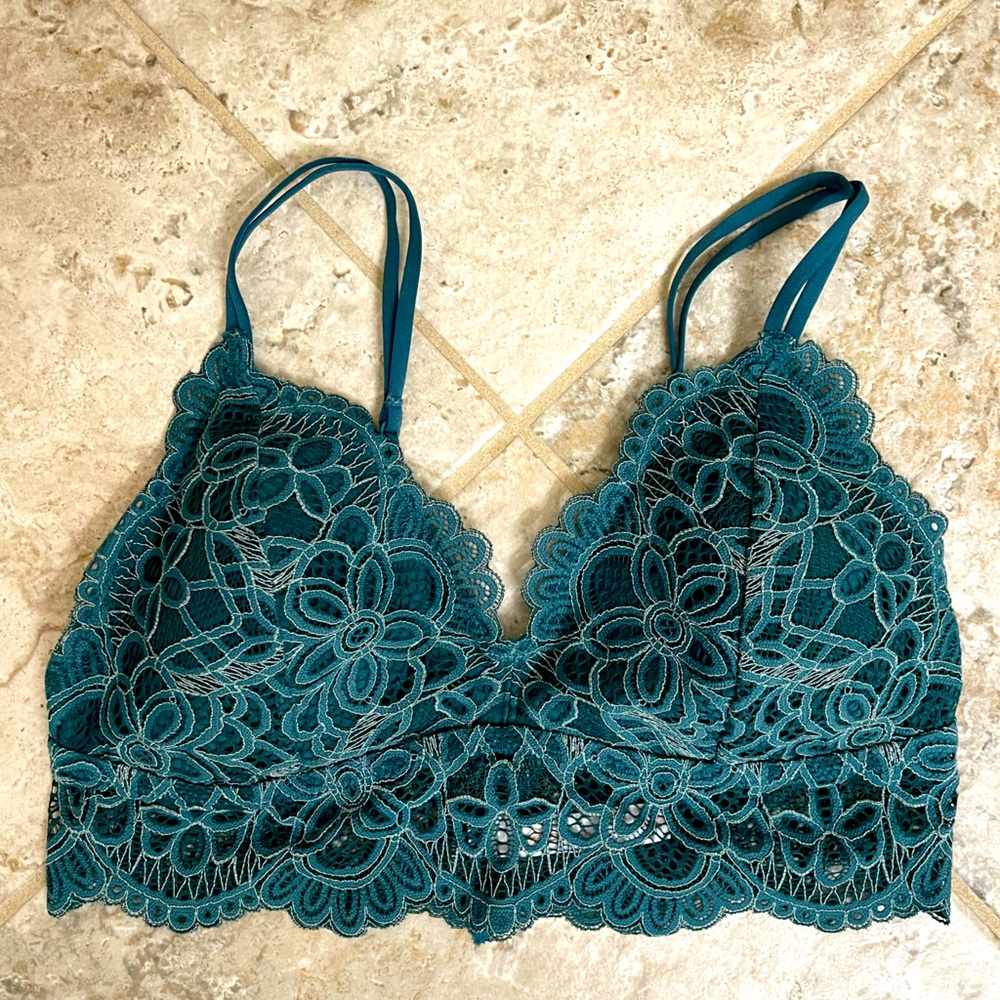 Lace Bralette Teal Blue Size Medium Colsie